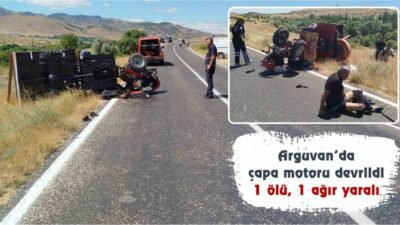 Malatya’nın Arguvan ilçesinde sürücünün kontrolünden çıkan çapa motoru devrildi. Kazada,