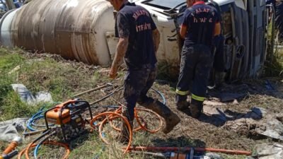 Kuluncak'ta Feci Kaza: Beton Mikseri Devrildi, Sürücü İtfaiye Tarafından Yaralı