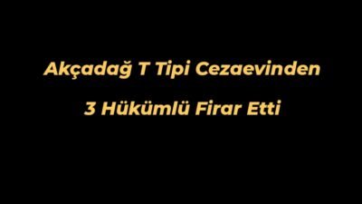 Akçadağ, Malatya - Akçadağ T Tipi Cezaevi'nde üç hükümlü firar