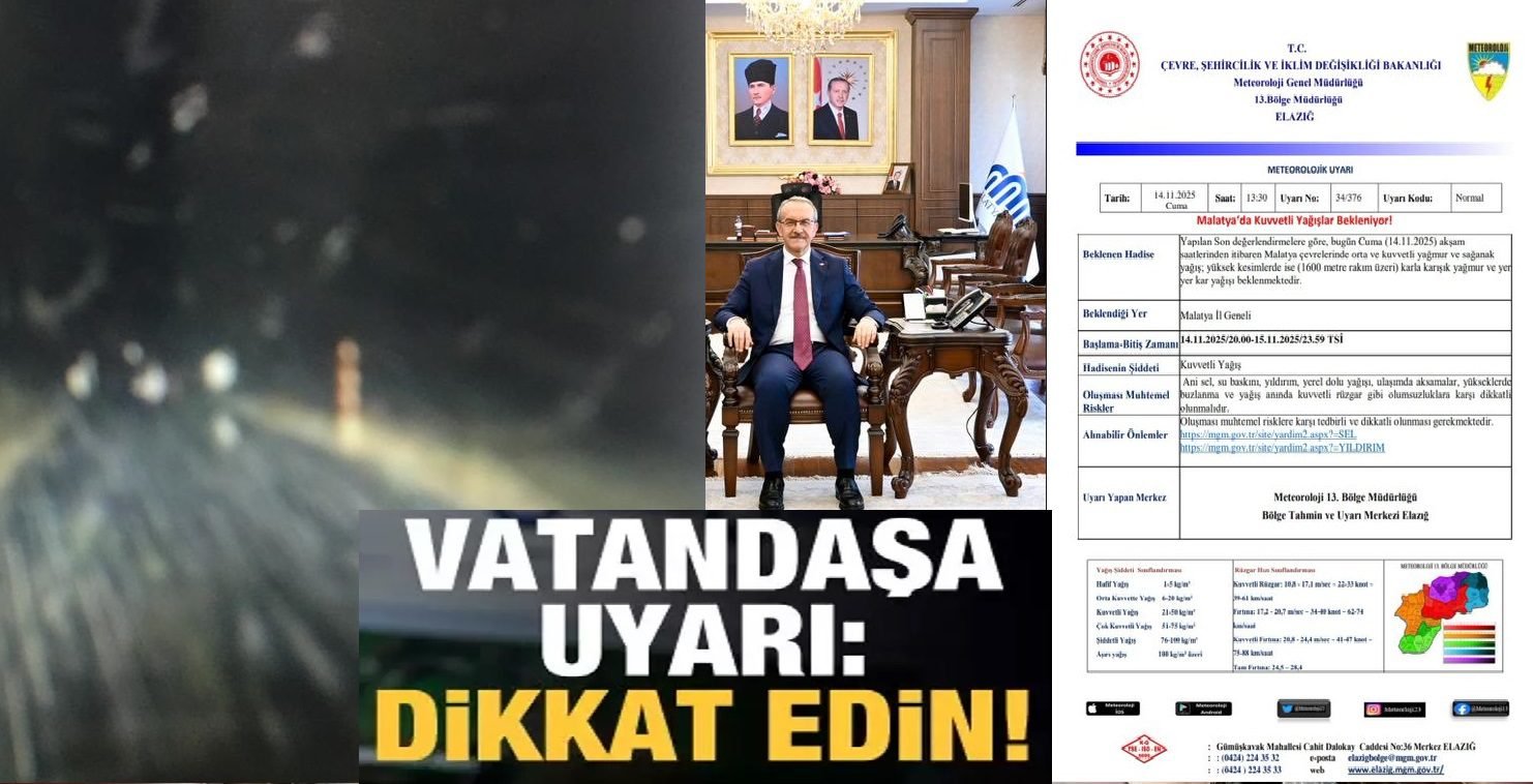 Ali Aladağ…: Malatya Olay Haber…:
Son dakika…Sıcak haber…:Malatya’ya yapılan uyarıların ardından