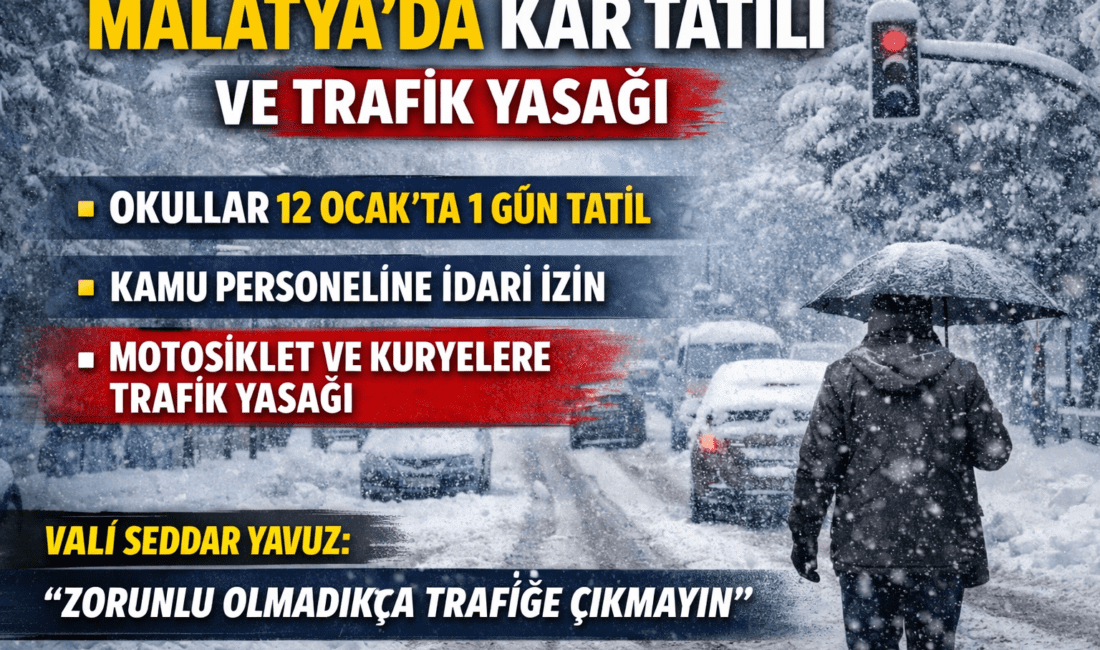 Vali Seddar Yavuz Açıkladı. 12 Ocak Pazartesi günü Okullar Tatil,