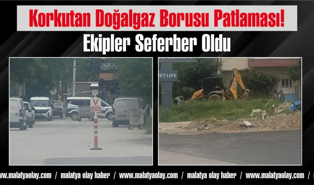Malatya’nın Yeşilyurt ilçesi Karakavak Mahallesinde altyapı çalışması sırasında doğalgaz borusunun