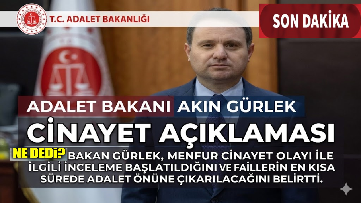 Aysel Yıldırım’ın cinayete kurban gittiği ortaya çıktı Ali Aladağ…:Malatya Olay Haber…:
Son dakika...Acı haberi Adalet Bakanı Akın Gürlek,