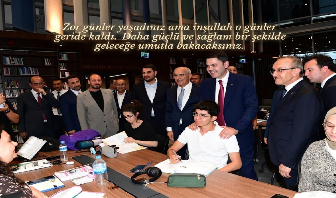 Bakan Murat Kurum, Şehir Kütüphanesi’ni gezdi “BAŞKANIMIZ SİZLERİ ÜNİVERSİTEYE HAZIRLIYOR”