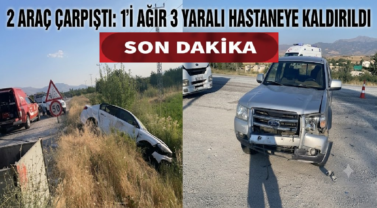 Malatya’da feci kaza, çarpışan araç uçurumda kıl payı kaldı 1