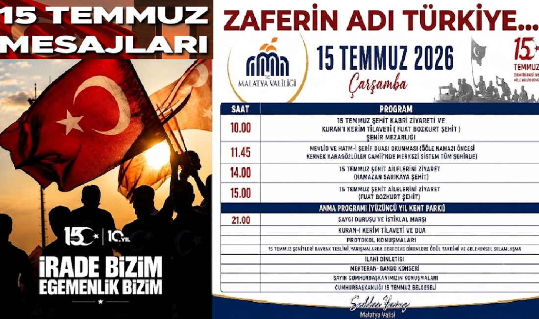 Ali Aladağ…:Malatya Olay Haber…:
15 Temmuz 2016 tarihinde milletimizin iradesine, demokrasimize,