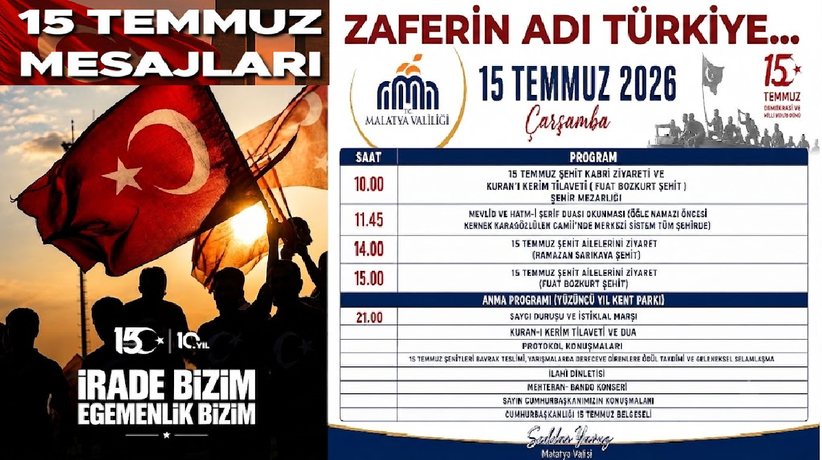 Ali Aladağ…:Malatya Olay Haber…:
15 Temmuz 2016 tarihinde milletimizin iradesine, demokrasimize,