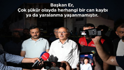 MOTAŞ bakım atölyesinde korkutan yangın, Başkan Sami Er olay yerinde 