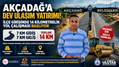 Akçadağ Belediye Başkanı Hasan Ulutaş, ilçe girişinde toplam 14 kilometrelik