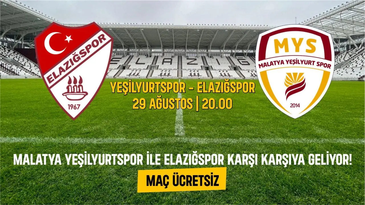 Malatya Yeşilyurtspor ile Elazığspor 29 Ağustos'ta hazırlık maçında karşılaşacak. Saat