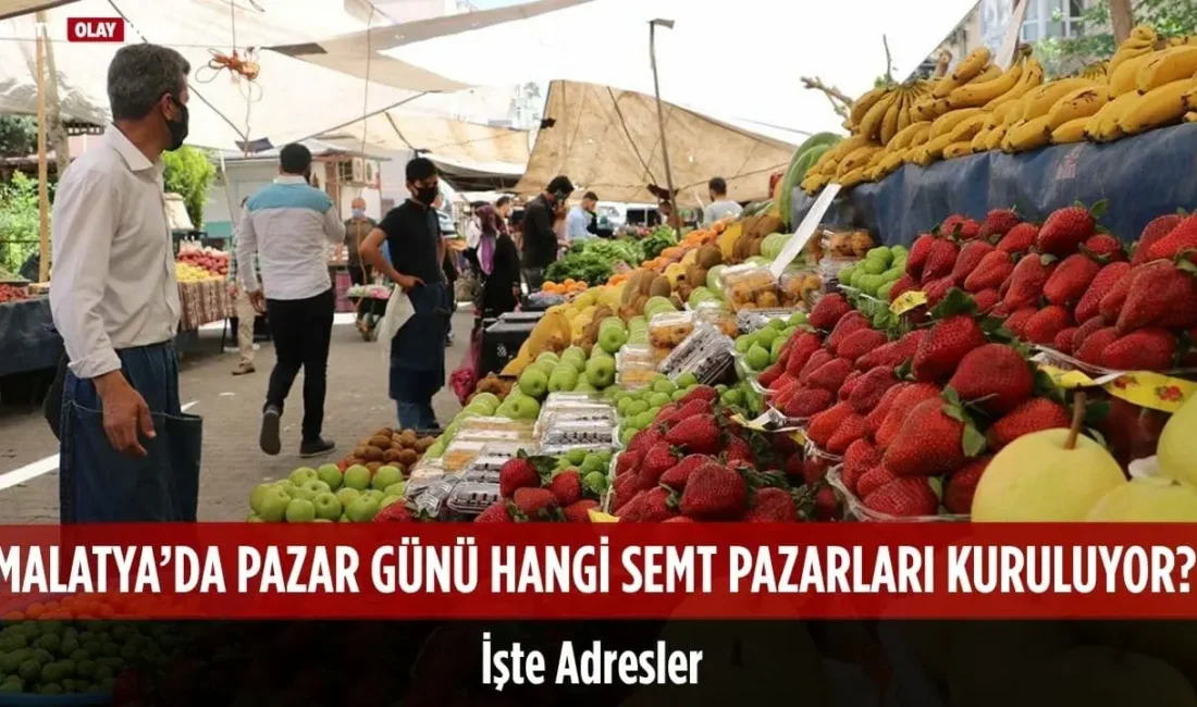 Malatya’da pazar günü hangi semt pazarları kuruluyor? Yeşilyurt Karakavak ve