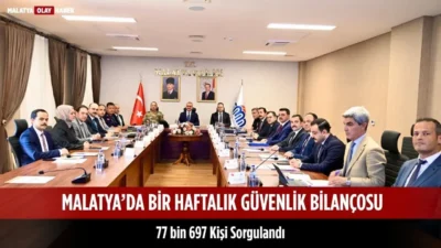 Malatya’da 31 Ağustos-6 Eylül tarihleri arasındaki güvenlik bilançosu açıklandı. Bir