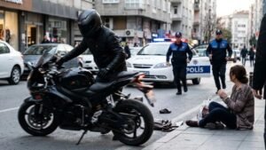 poliste kacan supheli motosikletle kadina carpti
