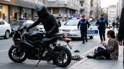poliste kacan supheli motosikletle kadina carpti