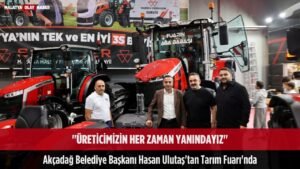 ureticimizin her zaman yanindayiz akcadag belediye baskani hasan ulutas tarim fuarinda