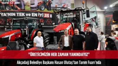 ureticimizin her zaman yanindayiz akcadag belediye baskani hasan ulutas tarim fuarinda